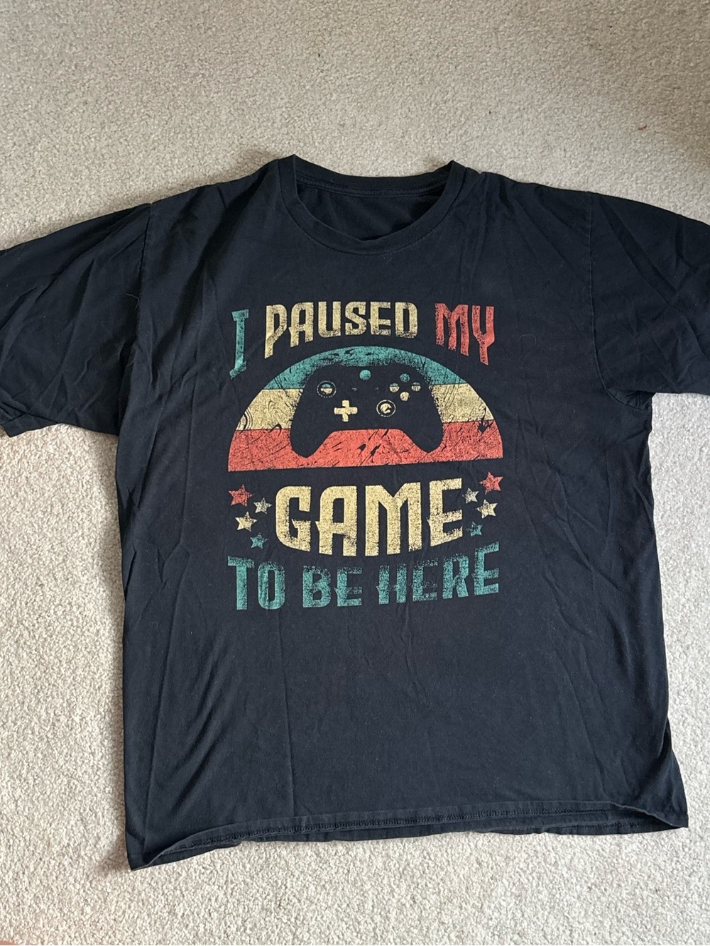 Black "I Paused My Game To Be Here" Graphic T-Shirt
